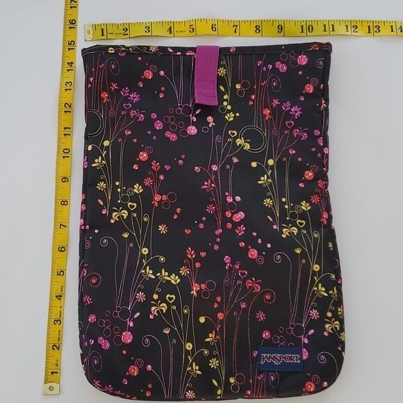 JANSPORT PADDED COMPUTER COVER/SLEEVE FLORAL BLACK PINK - Picture 4 of 4